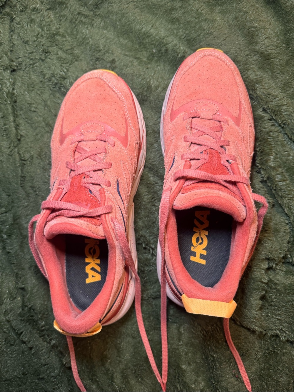 HOKA Clifton L Suede Earthenware Hot Sauce Sneakers